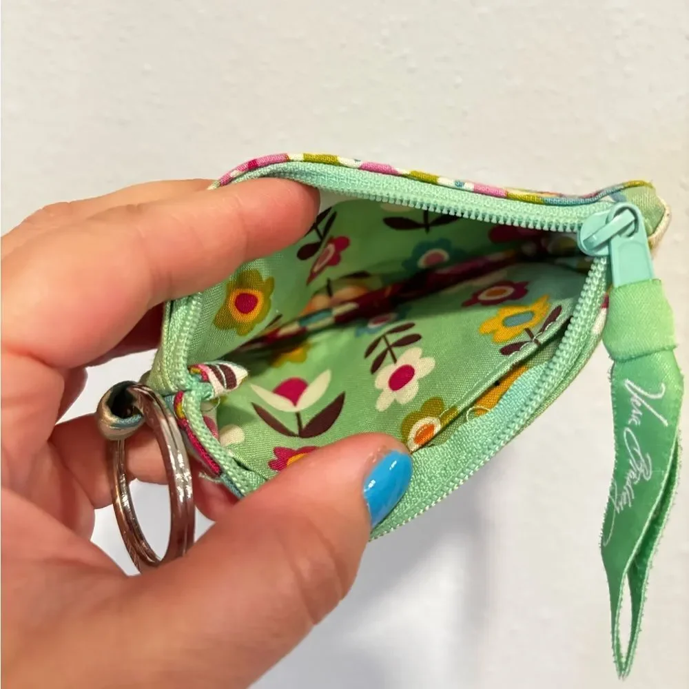 Vera Bradley Bradley Tutti Frutti zippered ID case green floral keychain wallet